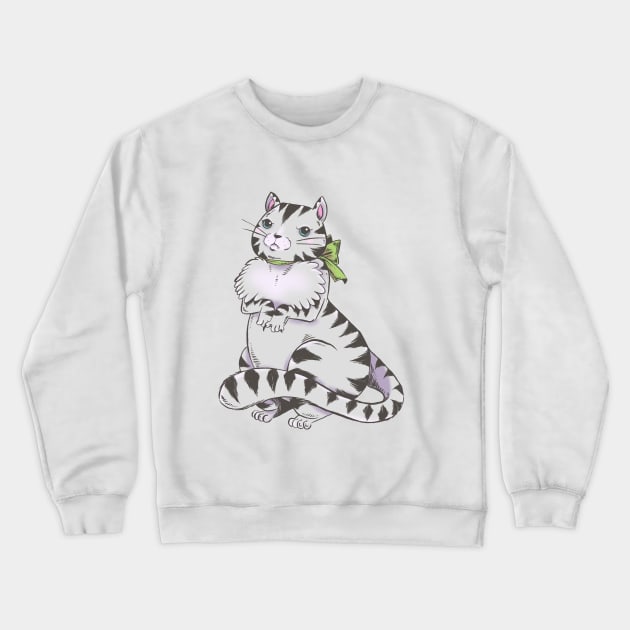 Francesca, The Fussy Fluffy Tabby Cat Crewneck Sweatshirt by SimplyKitt